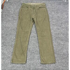 Eddie Bauer Straight Corduroy Pants Men 33x30 Olive Green Cotton Casual 5-Pocket
